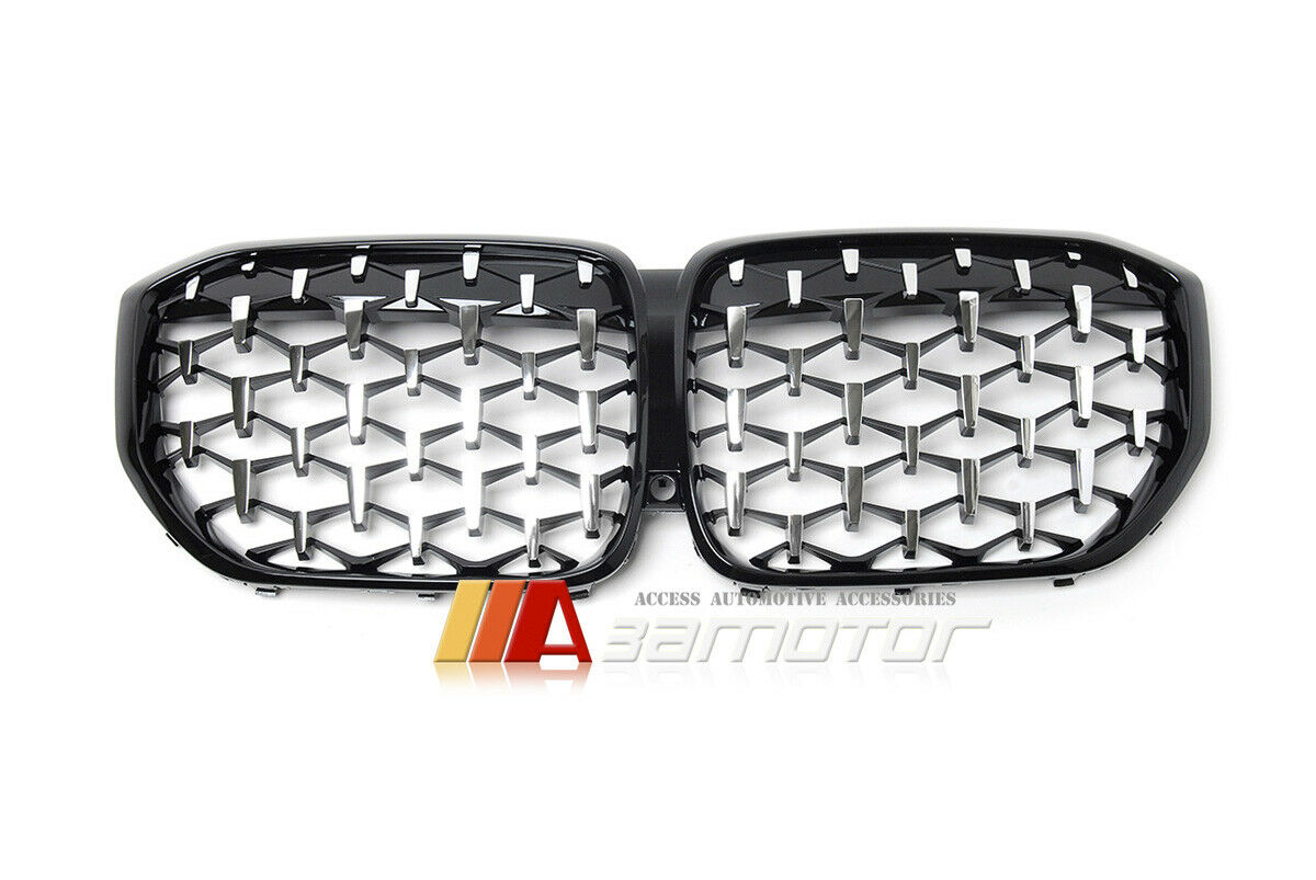 Gloss Black Silver Diamonds Front Grille fit for 2019-2022 BMW G05 X5 SUV