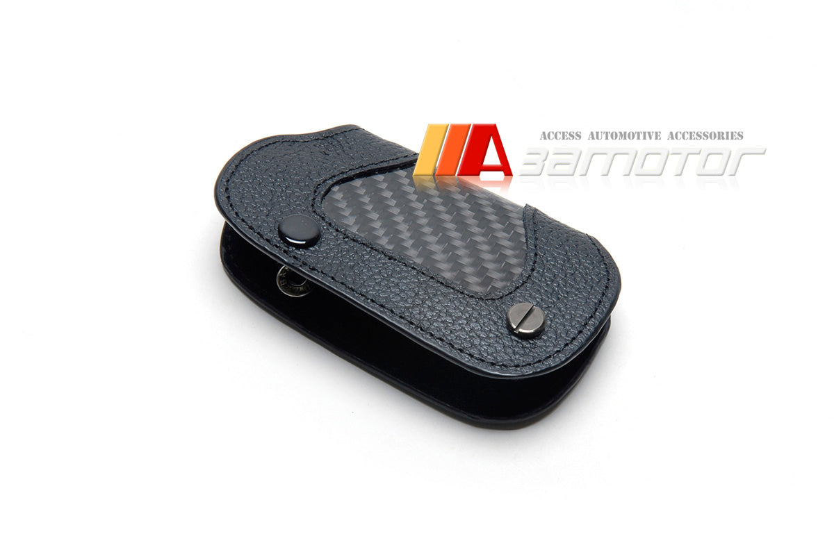 Leather Carbon Fiber Remote Key Cover fit for 2015-2018 Mercedes W205 C-Class