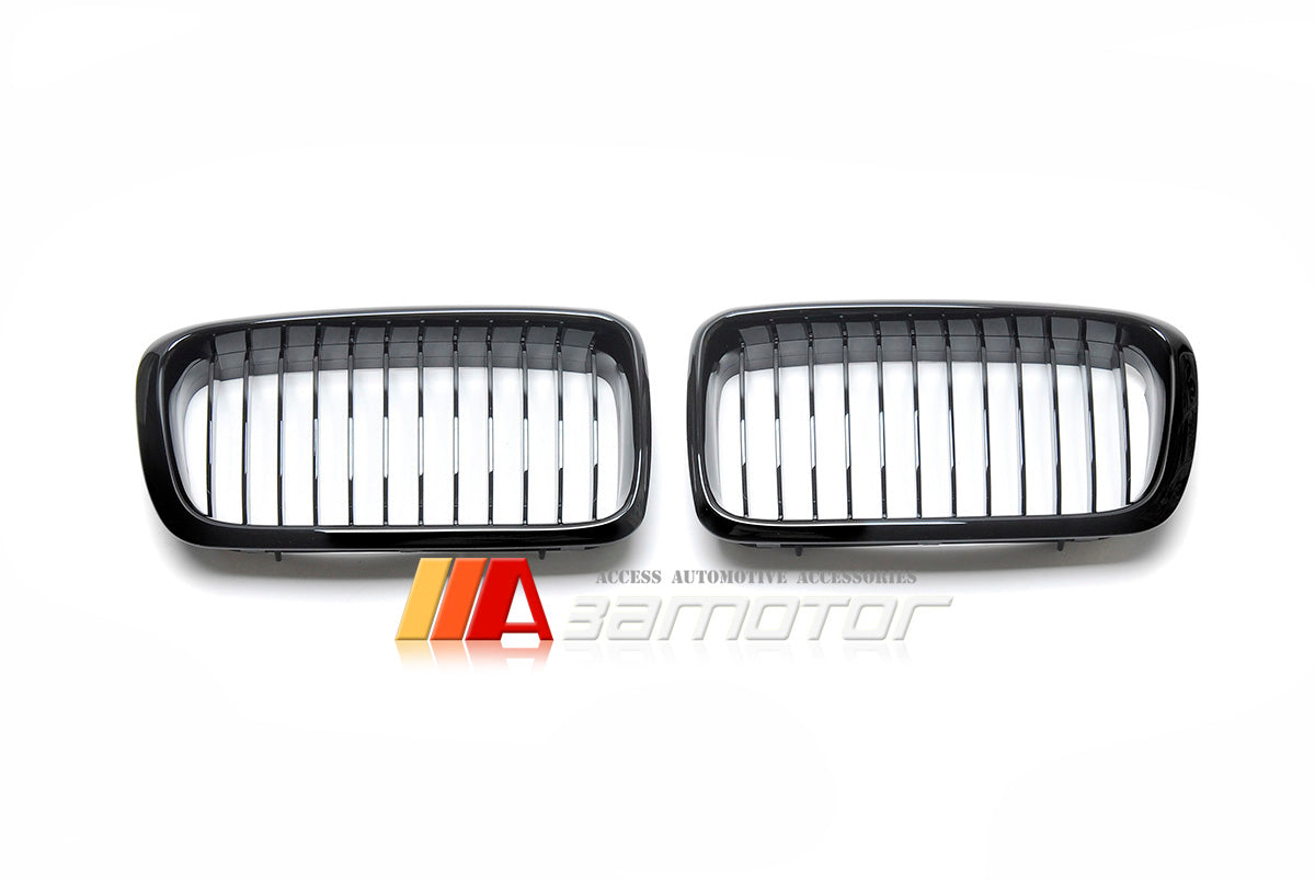 Gloss Black Front Kidney Grilles Set fit for 1995-2001 BMW E38 7-Series Sedan