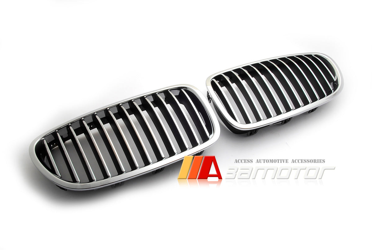 Chrome Slats Front Hood Kidney Grilles Setr fit for 2011-2016 BMW F10 / F11 5-Series