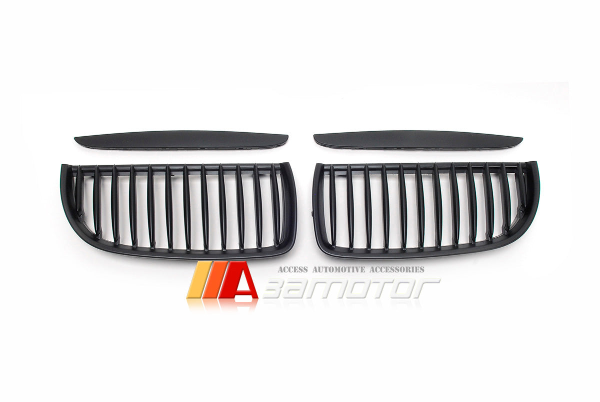 Matte Black Front Kidney Grilles Set fit for 2005-2008 BMW E90 / E91 Pre-LCI 3-Series