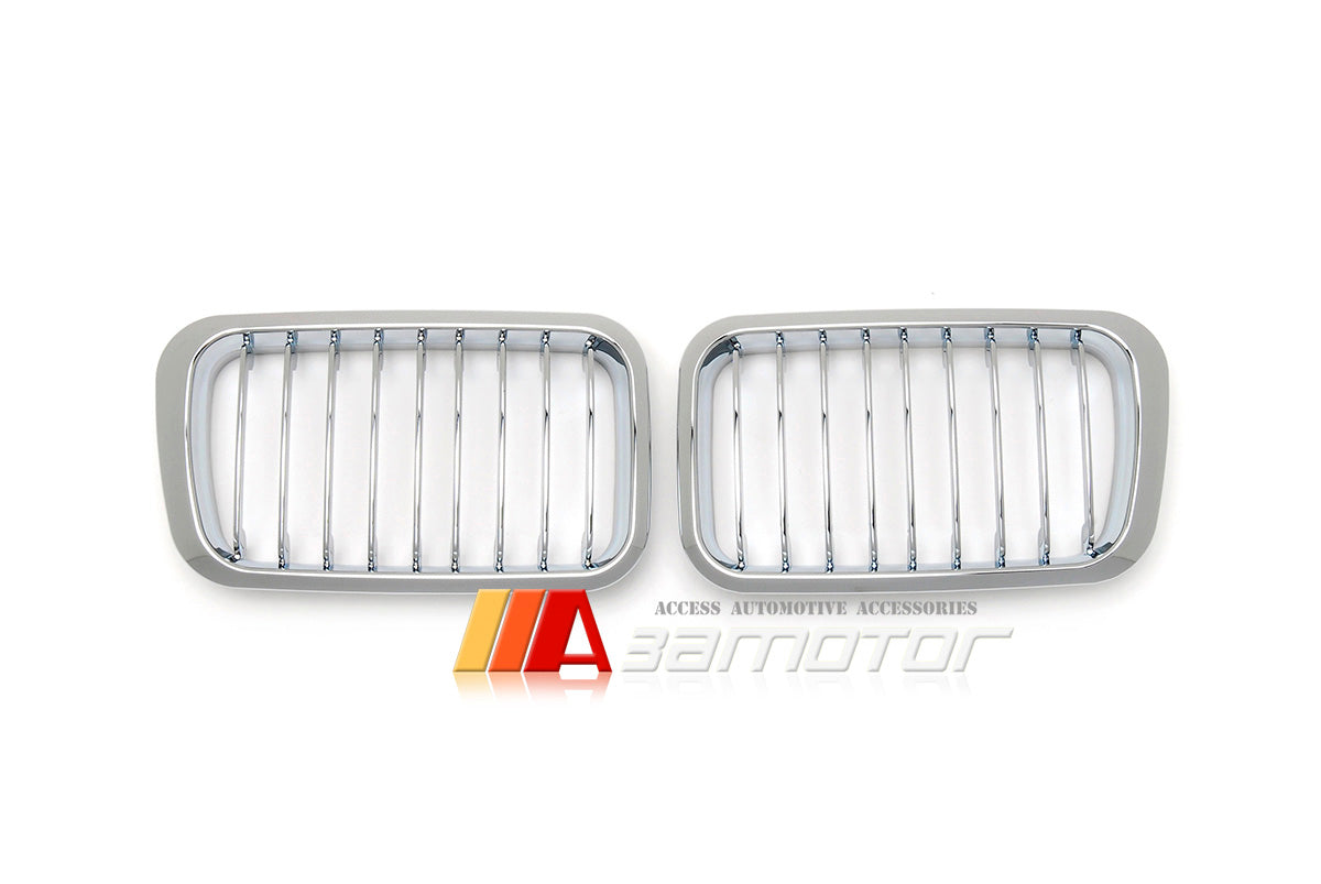 Front Chrome Kidney Grilles Backing Silver fit for 1992-1996 BMW E36 3-Series Pre-LCI / E36 M3
