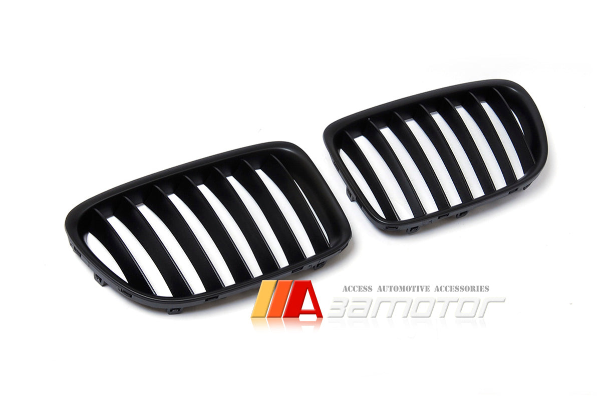 Matte Black Front Kidney Grilles Set fit for 2009-2014 BMW E84 X1