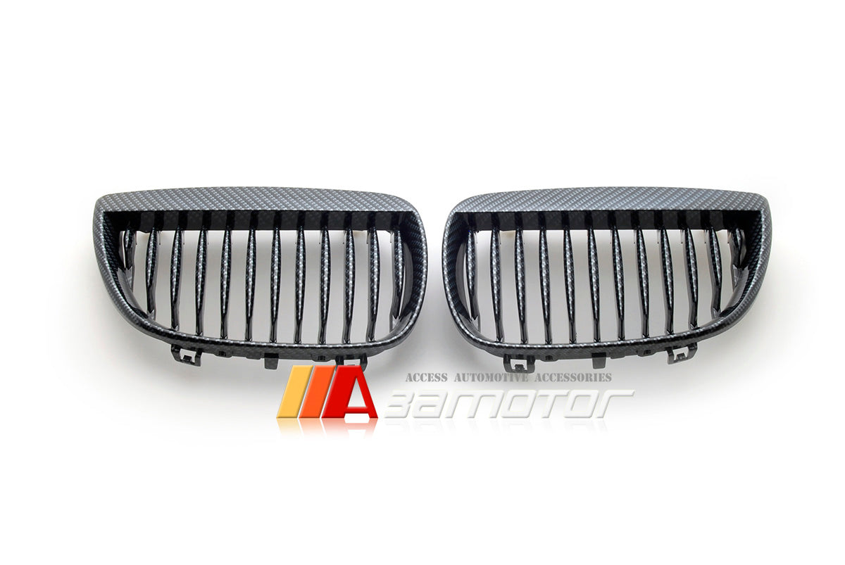Carbon Look (Hydro Dipped) Front Kidney Grilles fit for 2004-2006 BMW E87 Pre-LCI 1-Series Hatchback