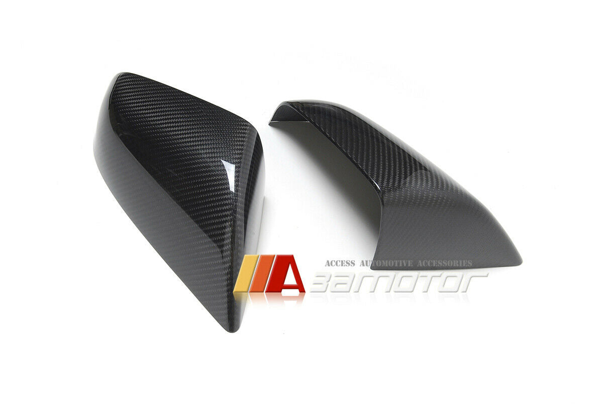 Dry Carbon Fiber Door Side Mirror Trim Covers Set fit for 2012-2021 Tesla Model S