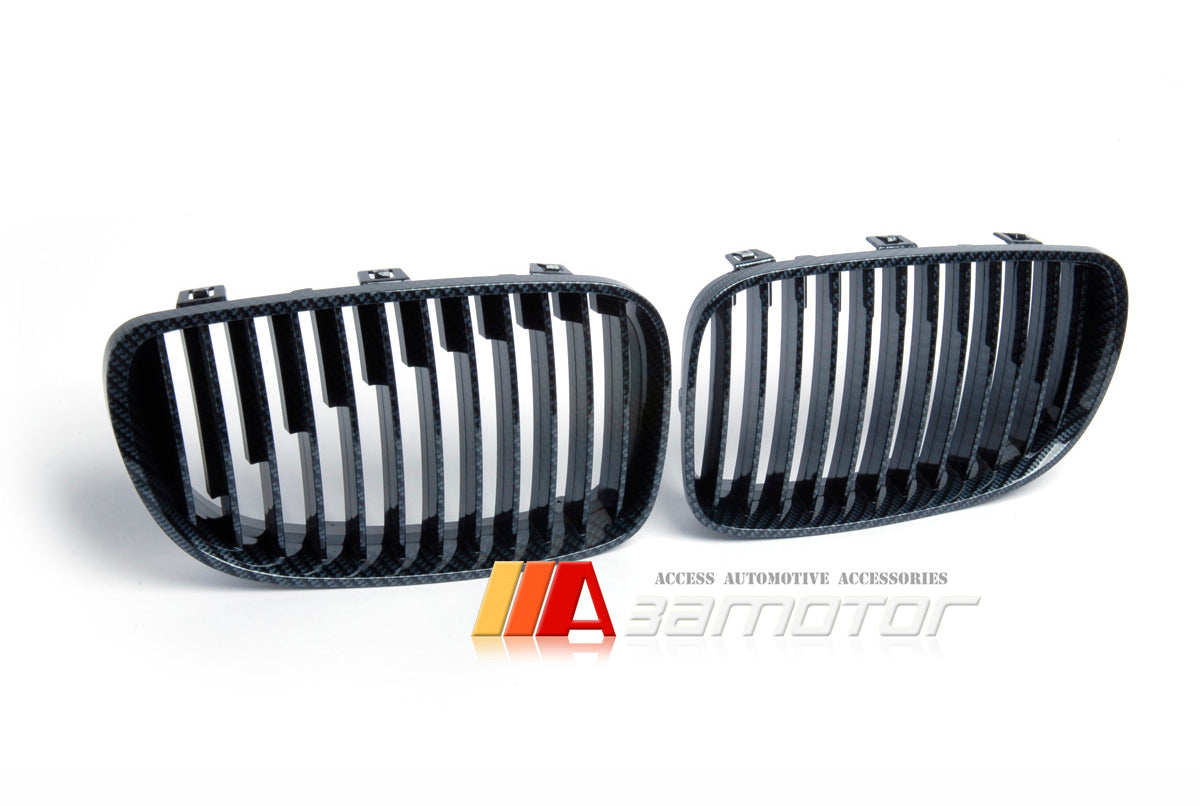 Carbon Look (Hydro Dipped) Front Kidney Grilles fit for 2007-2011 BMW E82 / E88 / E87 LCI / E81 1-Series