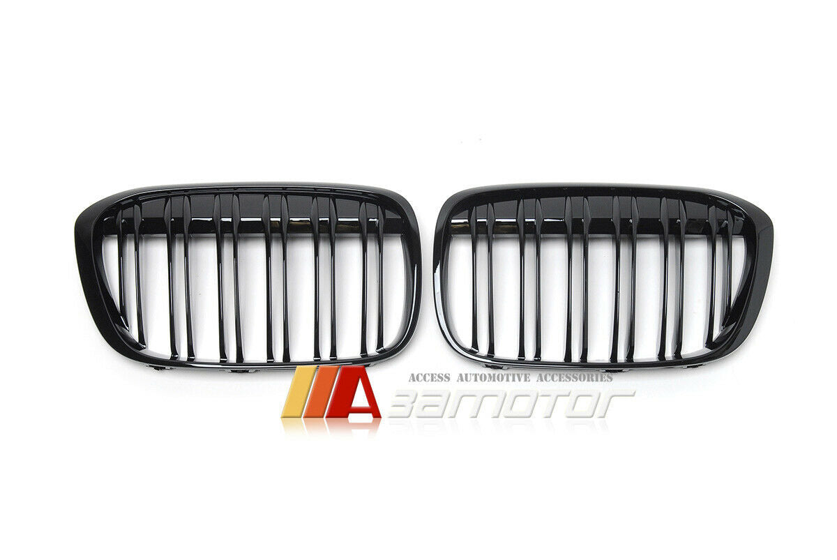 Gloss Black Dual Slat Front Kidney Grilles Set fit for 2016-2018 BMW F48 Pre-LCI X1