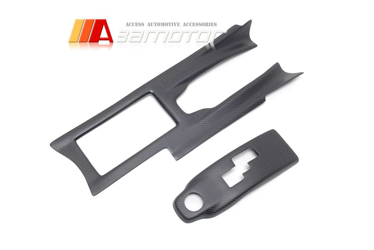 Matte Carbon Center Gear Shift Surround Lever Trim Cover 2PC Set fit for Nissan GTR R35