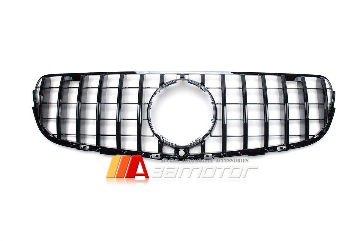All Black GT Style Front Bumper Grille fits 2015-2019 Mercedes W253 X253 GLC-Class