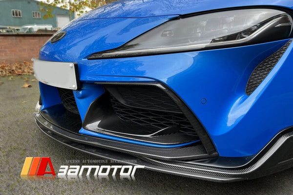 Carbon Fiber Lower Front Bumper Trim Covers Set fit for 2020-2024 Toyota Supra GR A90 A91