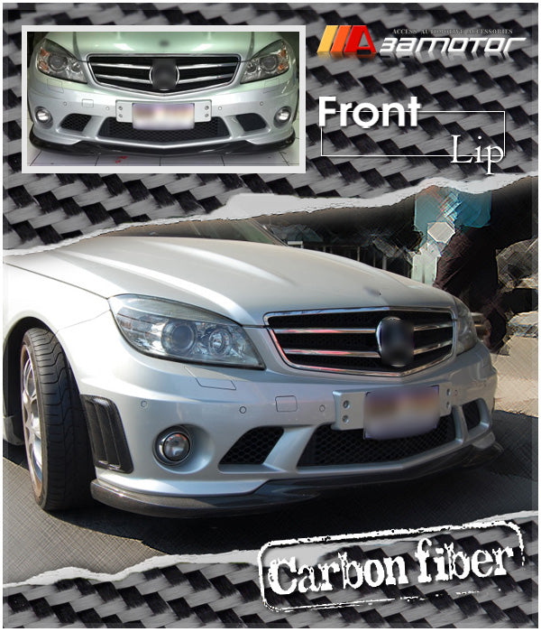 Carbon Fiber GH Front Bumper Lip Spoiler fit for 2008-2011 Mercedes W204 C63 Pre-Facelift AMG