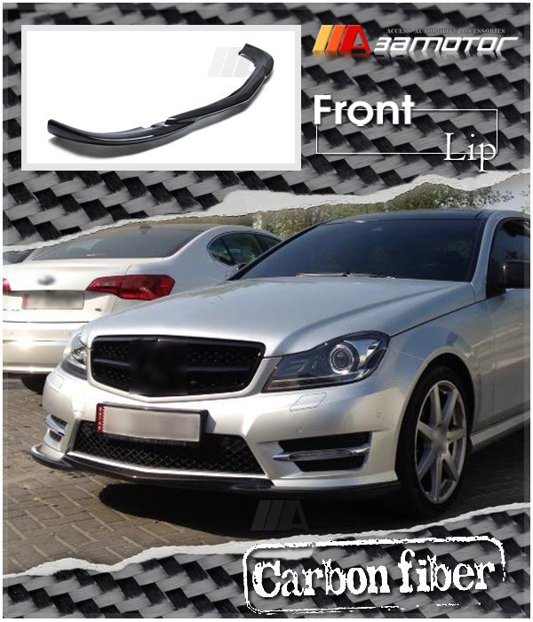 Carbon Fiber GH Front Bumper Lip Spoiler fit for 2012-2014 Mercedes W204 C-Class Sedan Pre-Facelift AMG / 2011-2015 C204 C-Class Coupe AMG