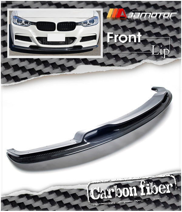 Carbon Fiber V Front Bumper Lip Spoiler fit for 2012-2019 BMW F30 / F31 3-Series M Sport Package