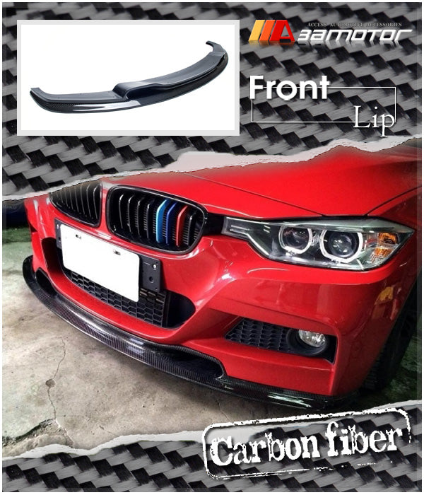 Carbon Fiber V Front Bumper Lip Spoiler fit for 2012-2019 BMW F30 / F31 3-Series M Sport Package