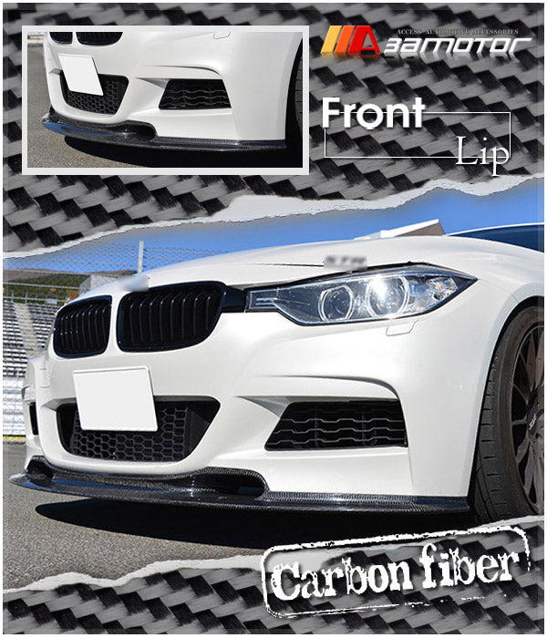 Carbon Fiber V Front Bumper Lip Spoiler fit for 2012-2019 BMW F30 / F31 3-Series M Sport Package