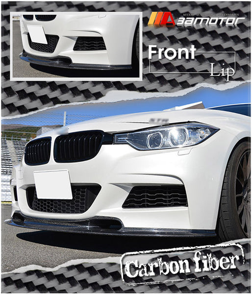 Carbon Fiber V Front Bumper Lip Spoiler fit for 2012-2019 BMW F30 / F31 3-Series M Sport Package