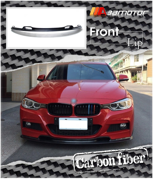 Carbon Fiber V Front Bumper Lip Spoiler fit for 2012-2019 BMW F30 / F31 3-Series M Sport Package