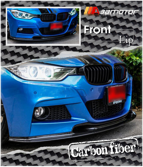 Carbon Fiber V Front Bumper Lip Spoiler fit for 2012-2019 BMW F30 / F31 3-Series M Sport Package