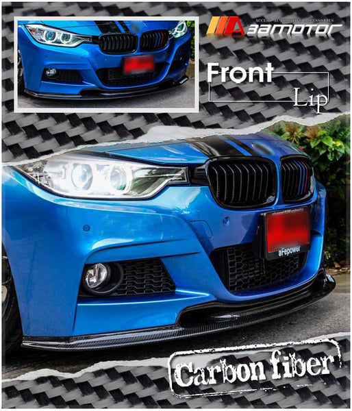 Carbon Fiber V Front Bumper Lip Spoiler fit for 2012-2019 BMW F30 / F31 3-Series M Sport Package