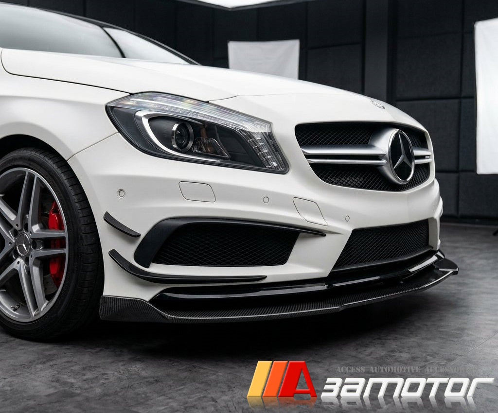Carbon Fiber R Front Bumper Lip Spoiler fit for 2014-2016 Mercedes W117 / C117 CLA Class AMG & CLA45