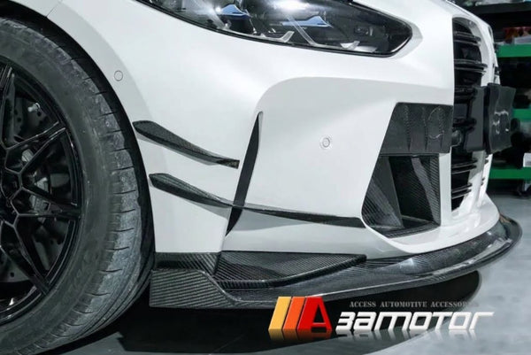 3AMOTOR Dry Carbon Fiber V Style Front Bumper Side Canards Set fits 2021-2026 BMW G80 M3 / G82 G83 M4
