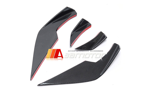 3AMOTOR Dry Carbon Fiber V Style Front Bumper Side Canards Set fits 2021-2025 BMW G80 M3 / G82 G83 M4