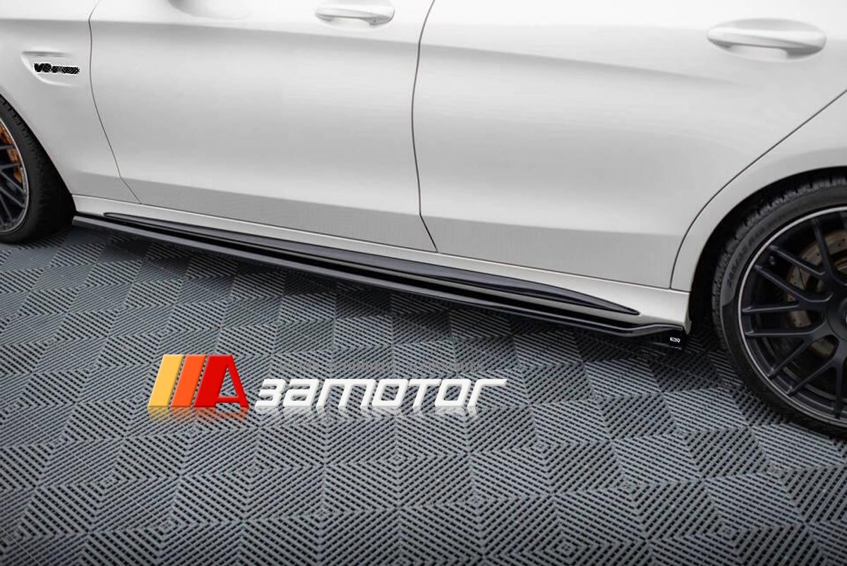 Gloss Black Side Skirt Rocker Panels Set fit for 2015-2021 Mercedes W205 Sedan C-Class AMG / C63