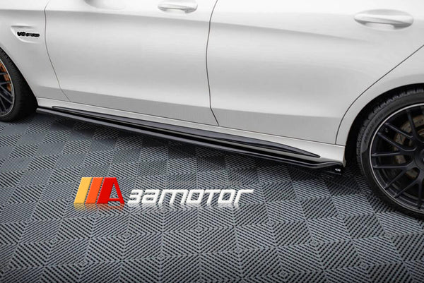 Gloss Black Side Skirt Rocker Panels Set fit for 2015-2021 Mercedes W205 Sedan C-Class AMG / C63