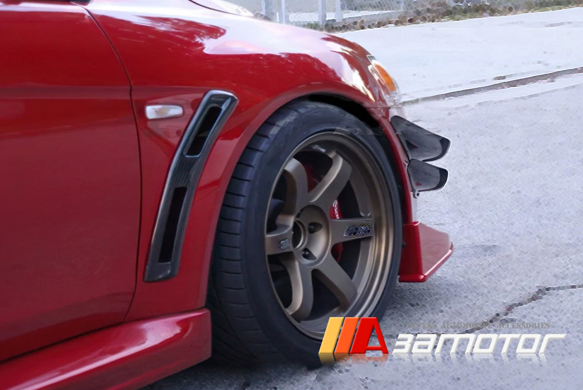 Dry Carbon Fiber V Front Fender Wing Side Vents Set fit for Mitsubishi Lancer Evolution X EVO 10