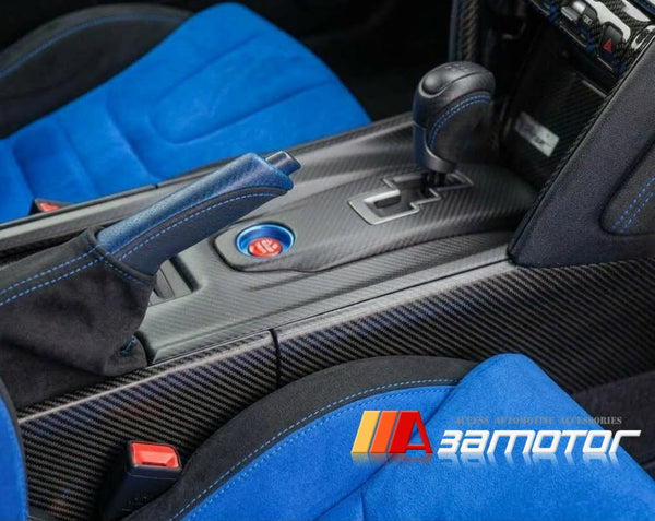 Matte Carbon Center Gear Shift Surround Lever Trim Cover 2PC Set fit for 2009-2016 Nissan GTR R35
