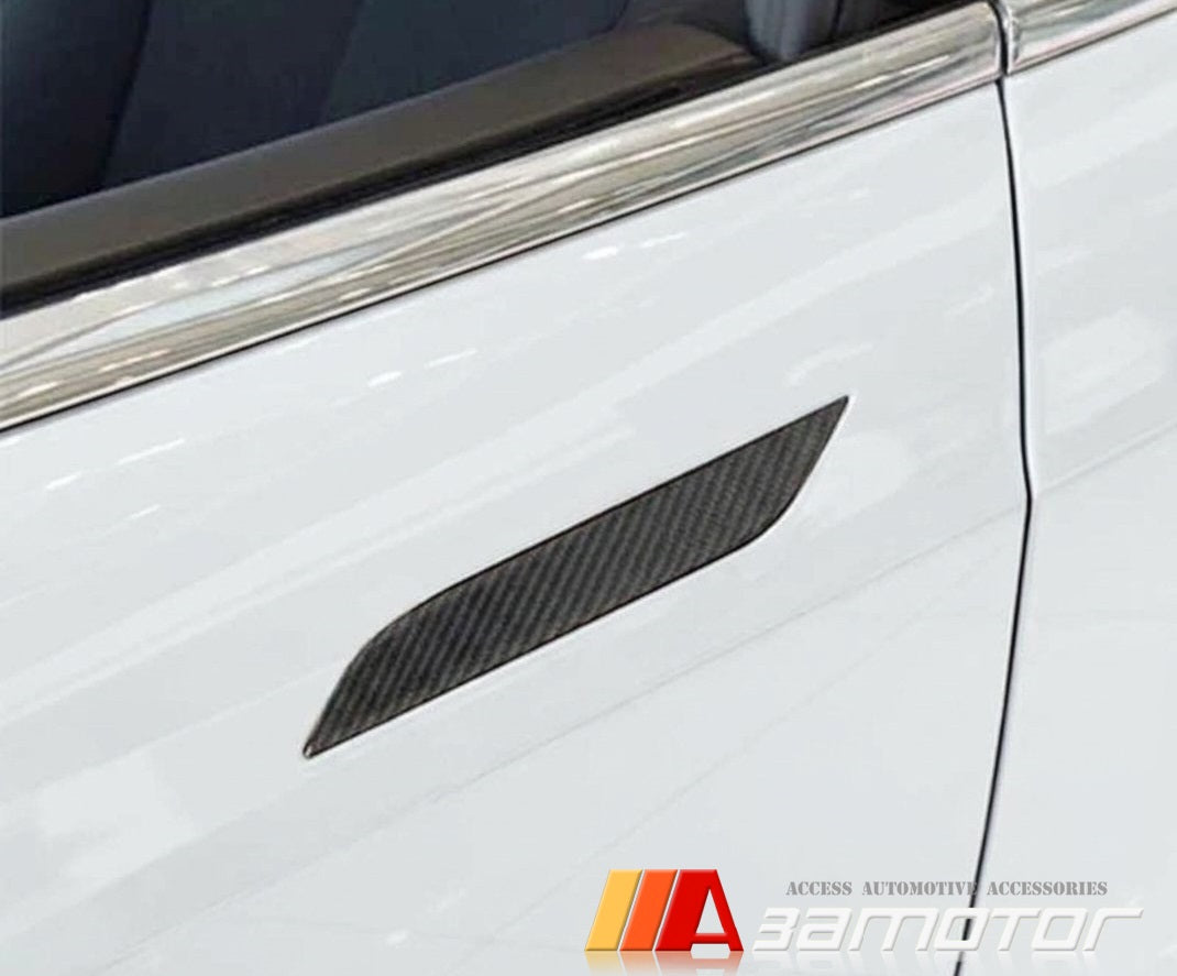 Dry Carbon Fiber Door Handle Covers Trim Overlay Set fit for 2012-2020 Tesla Model S