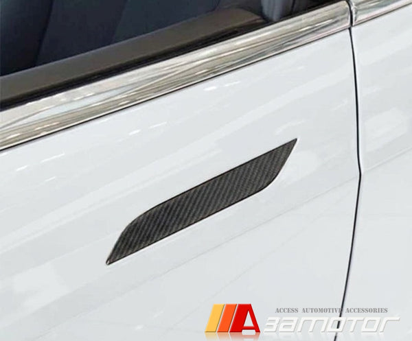 Dry Carbon Fiber Door Handle Covers Trim Overlay Set fit for 2012-2020 Tesla Model S