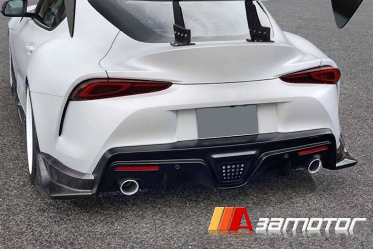 3AMOTOR Carbon Fiber Rear Bumper Splitter Side Caps Set fits 2020-2026 Toyota GR Supra A90 A91