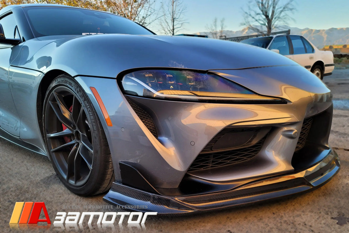 3AMOTOR Carbon Fiber H Front Bumper Lip Spoiler fits 2020-2026 Toyota GR Supra A90 A91 MK5