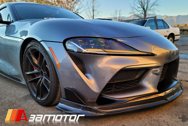 3AMOTOR Carbon Fiber H Front Bumper Lip Spoiler fits 2020-2026 Toyota GR Supra A90 A91 MK5