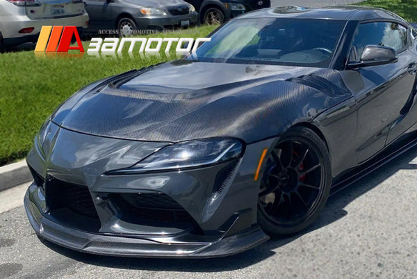 3AMOTOR Carbon Fiber H Front Bumper Lip Spoiler fits 2020-2026 Toyota GR Supra A90 A91 MK5