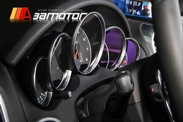 Chrome Plastic Cluster Dashboard Gauge Ring Set fit for 2008-2019 Porsche 911 / 2010-2016 Cayenne / Panamera