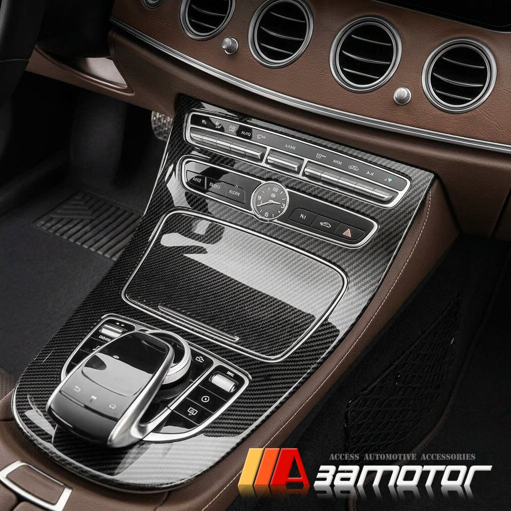 Carbon Look (Hydro Dipped) Center Console Gear Panel Cover Trims Set fit for 2017-2024 Mercedes W213 E-Class
