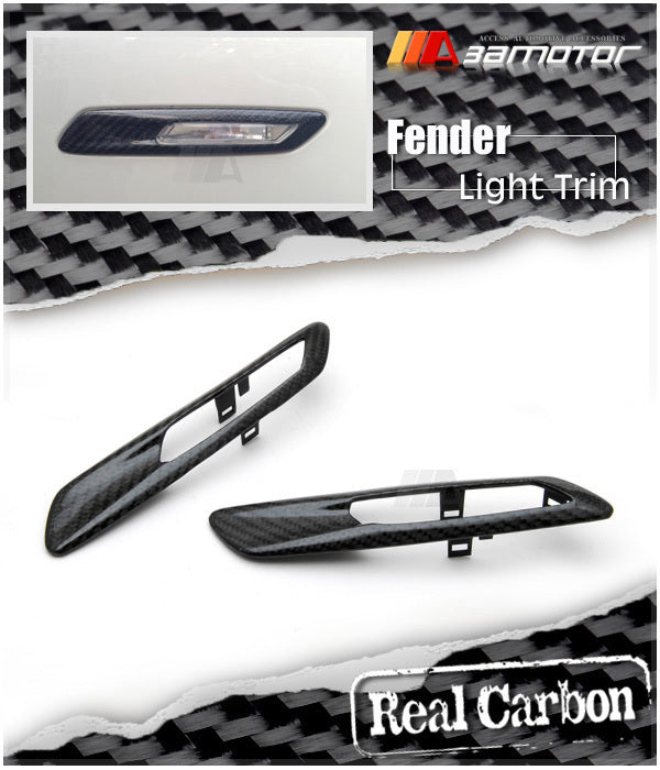Side Fender Carbon Fiber Light Trim Covers fits 2011-2013 BMW F10 / F11 Pre-LCI 5-Series