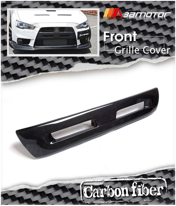 Dry Carbon Fiber Front Bumper Grille Cover fit for 2008-2015 Mitsubishi Lancer Evolution X EVO 10