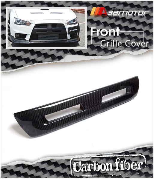 Dry Carbon Fiber Front Bumper Grille Cover fit for 2008-2015 Mitsubishi Lancer Evolution X EVO 10