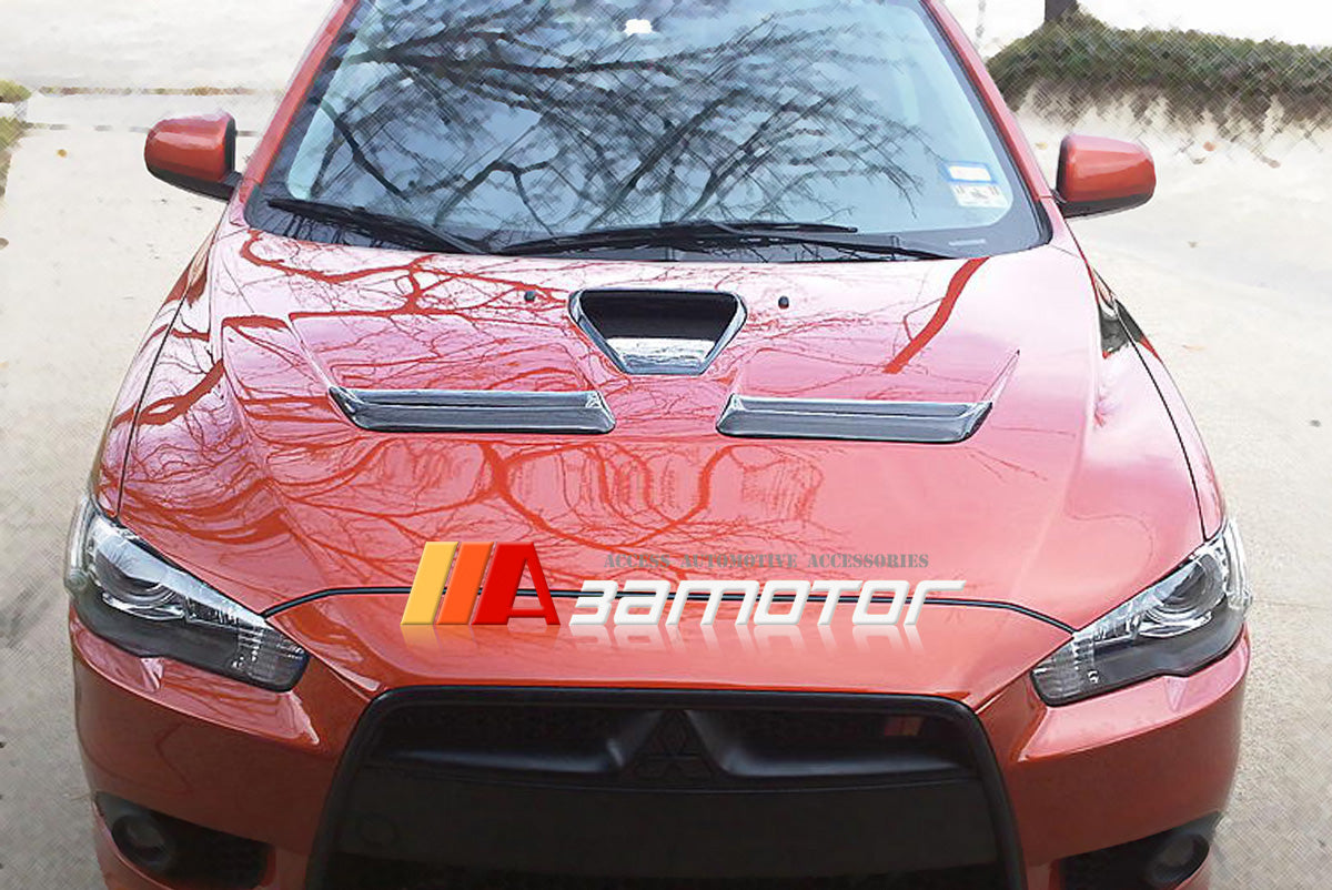 Carbon Fiber Front Air Intake Bonnet V Hood Scoop fit for Mitsubishi Lancer Evolution X EVO 10 / Ralliart