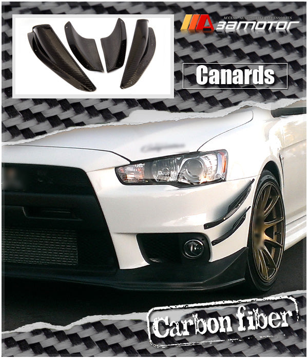 Carbon Fiber Front Bumper Side Canards 4 PCS Set fit for Mitsubishi Lancer Evolution X EVO 10
