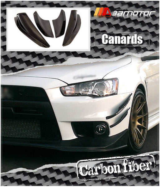 Carbon Fiber Front Bumper Side Canards 4 PCS Set fit for Mitsubishi Lancer Evolution X EVO 10