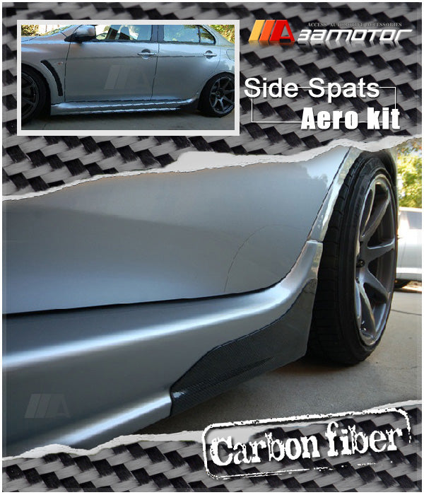 Carbon Fiber Side Skirt Rear Spats Set fit for Mitsubishi Lancer Evolution EVO 10 w/ OEM Aero Kits only