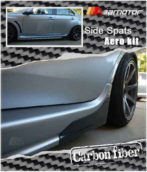 Carbon Fiber Side Skirt Rear Spats Set fit for Mitsubishi Lancer Evolution EVO 10 w/ OEM Aero Kits only