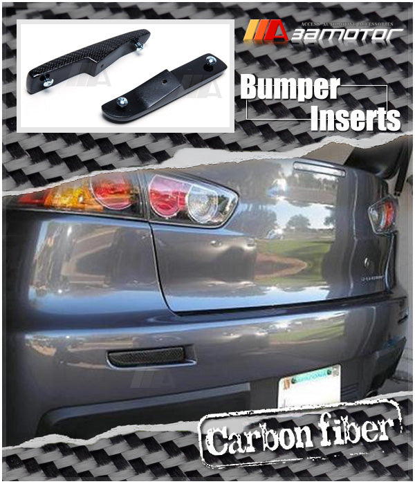 Carbon Fiber Rear Bumper Inserts 2 PCS Set fit for 2008-2015 Mitsubishi Lancer Evolution X EVO 10