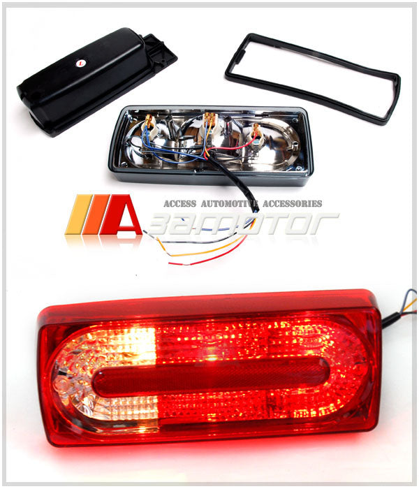 Rear Tail Lights Lamps Red & Clear Set fit for 2002-2014 Mercedes W463 G-Class