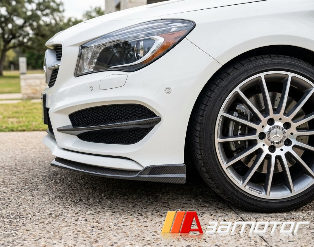 Carbon Fiber P Front Bumper Splitters fit for 2013-2016 Mercedes W117 / C117 CLA Class AMG & CLA45