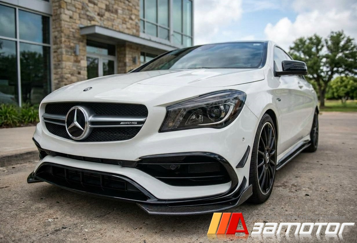 Carbon Fiber P Front Bumper Splitters fit for 2013-2016 Mercedes W117 / C117 CLA Class AMG & CLA45